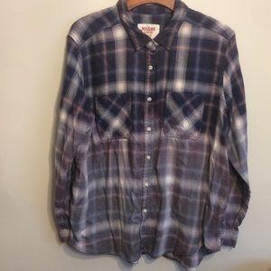 Bleach Dyed Plaid Flannel